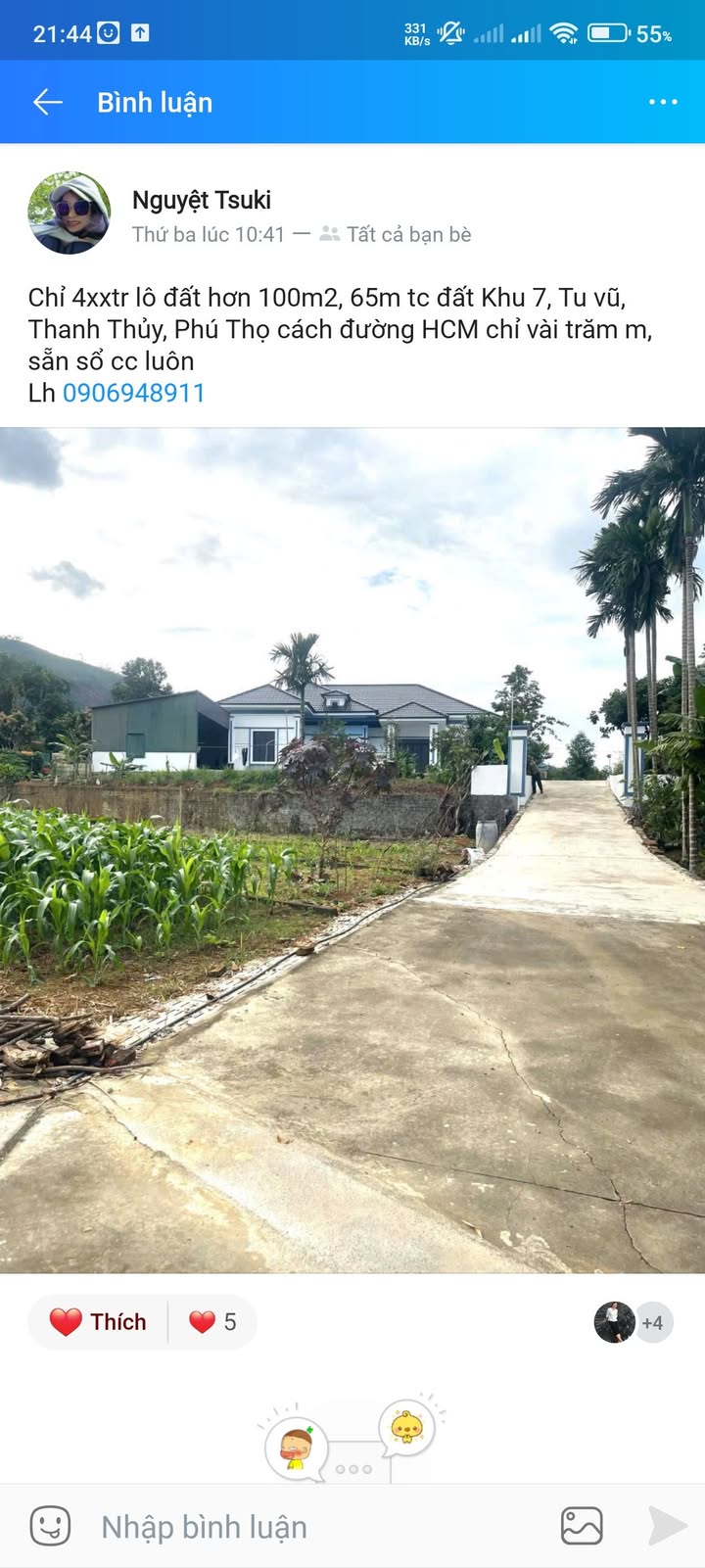 Đất nền Khu 7, Tu Vũ, Thanh Thủy 100m² giá 400 triệu - Sổ đỏ chính chủ!