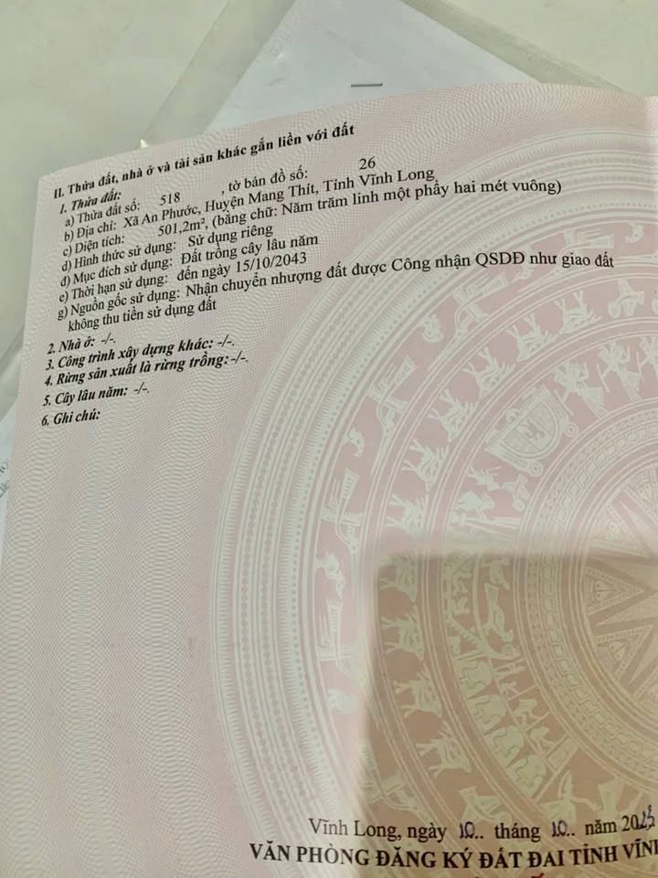 Đất 501m² Cái Nhum, Vĩnh Long giá 695 triệu - Bán gấp trong tuần!