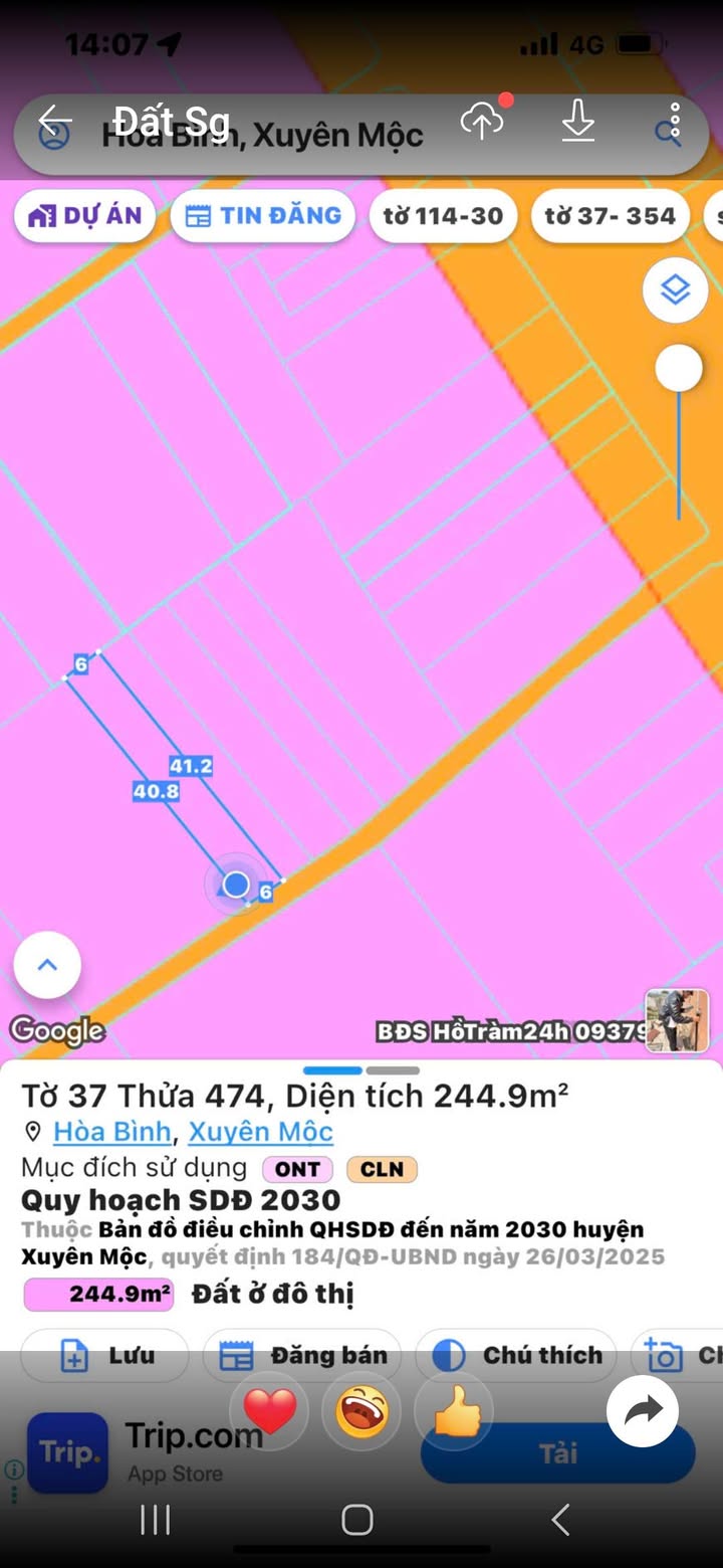 Đất thổ cư Hòa Bình Xuyên Mộc 246m² giá 850 triệu - Vị trí đẹp, tiện ích đầy đủ!