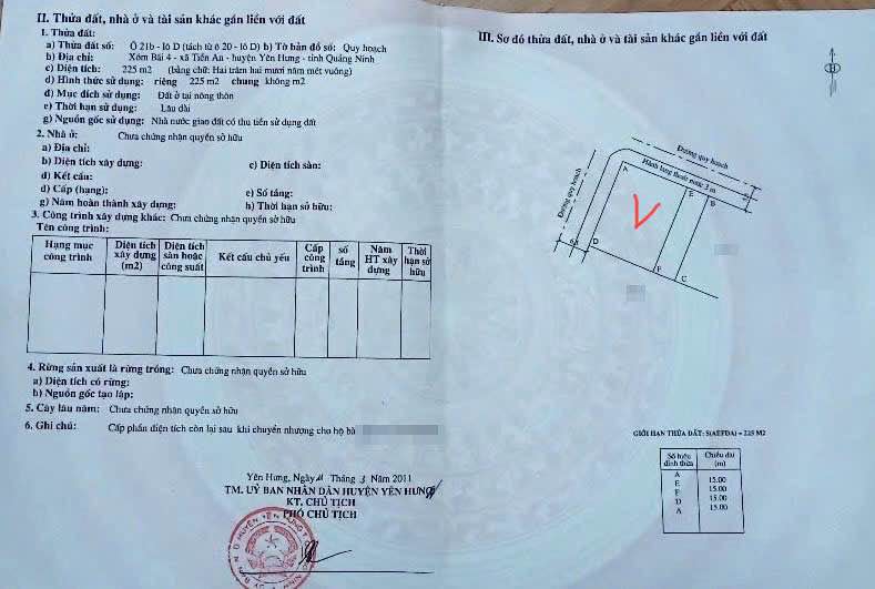 Đất nền Tiền An - Quảng Yên 225m² giá 2.475 tỷ - Đường rộng 2 ô tô tránh nhau!