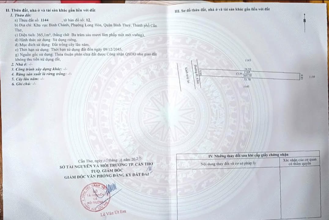 Đất nền 365m² tại Bình Chánh, Long Hòa, Cần Thơ - Đầu tư sinh lời ngay!