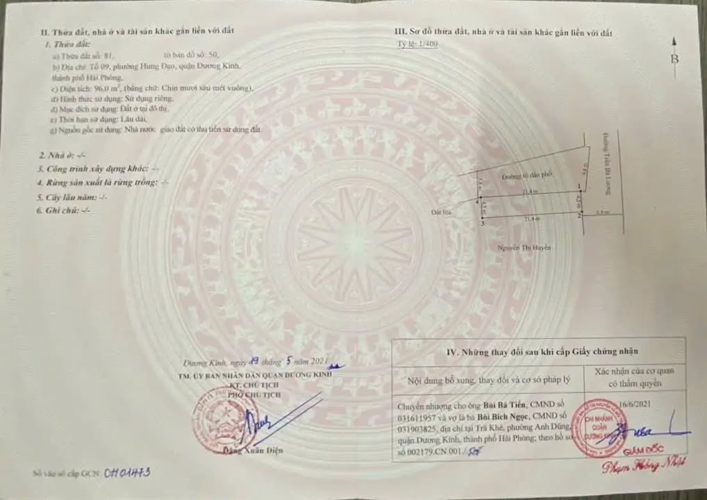 Đất mặt đường Trần Bá Lương, Hưng Đạo 96m² giá 3.456 tỷ - Lô góc 3 mặt thoáng!