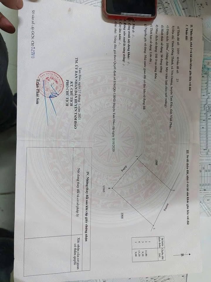 Đất đấu giá nhà nước Yên Dương, Tam Đảo 109m² giá 1.1 tỷ - Khu dân cư sầm uất, kinh doanh thuận lợi!