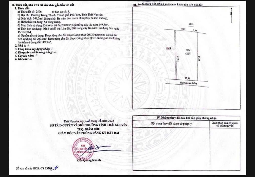 Đất thổ cư 200m² tại phường Trung Thành, Thái Nguyên - Có mặt tiền rộng, giá chỉ 1.9 tỷ!
