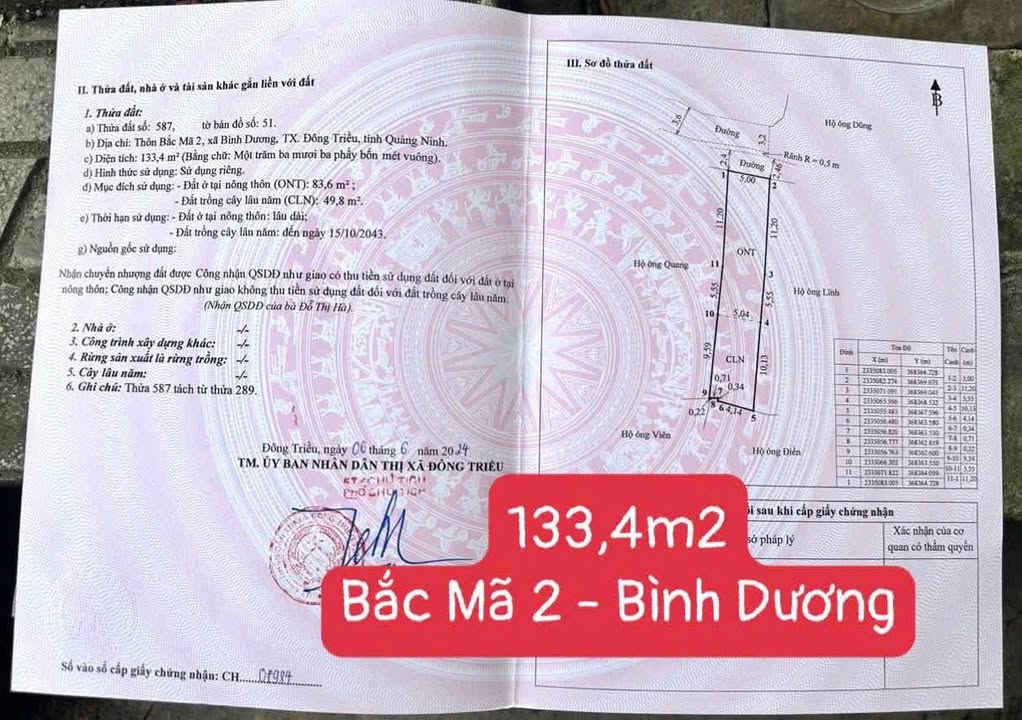 Đất nền An Sinh Đông Triều 133m² giá chỉ 400 triệu - Đầu tư sinh lời ngay!