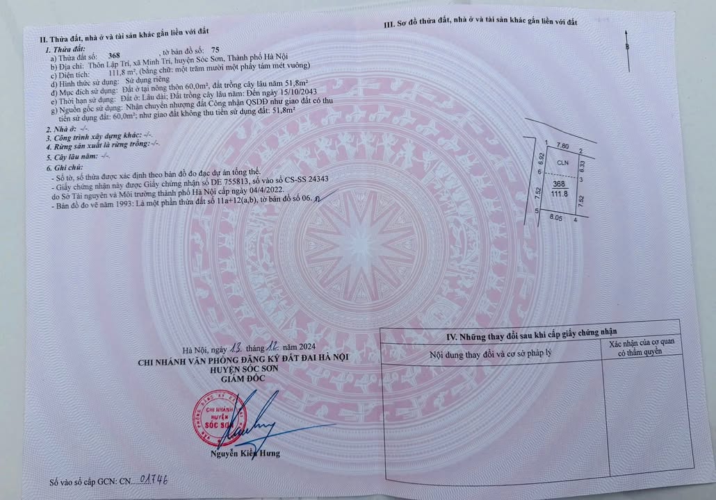 Đất nền Minh Trí, Sóc Sơn 111,8m² giá 1.118 tỷ - Tiềm năng đầu tư sinh lời cao!