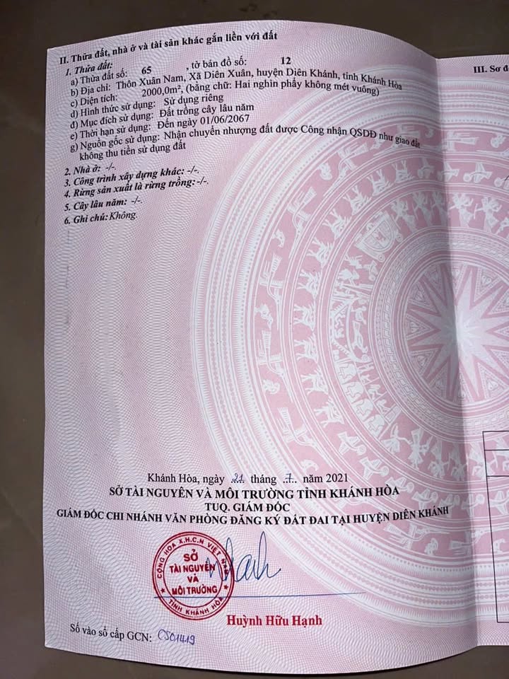 Đất nông nghiệp Diên Xuân, Diên Khánh 2000m² giá 550 triệu - Cơ hội đầu tư hấp dẫn!