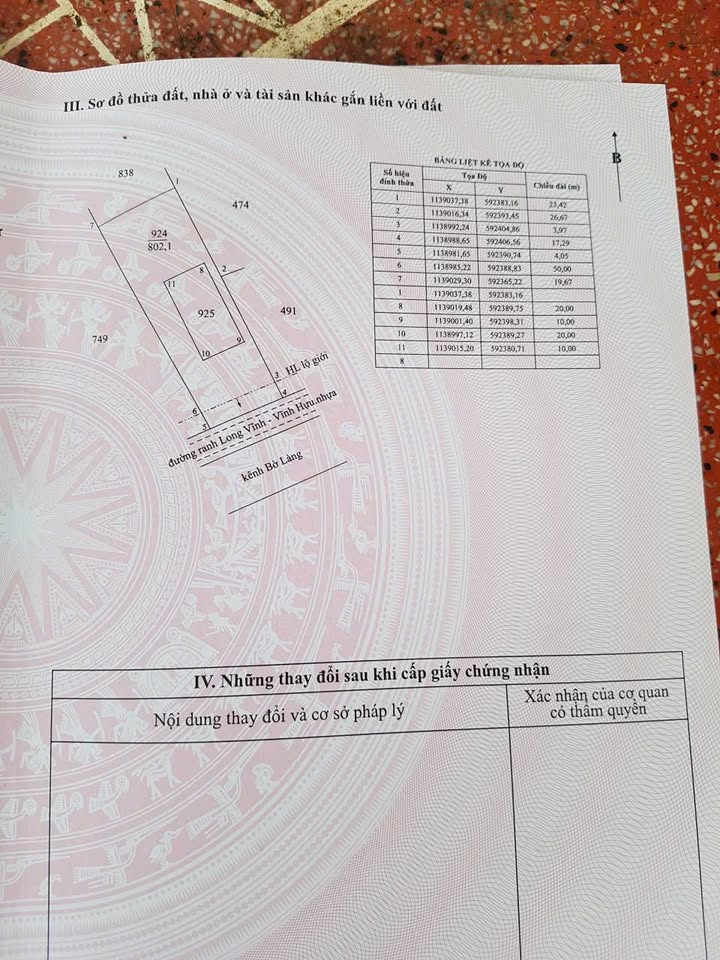 Bán đất ấp Vĩnh Quới, xã Long Vĩnh, 3.275m² - Giá chỉ 1.5 tỷ, hướng Nam lý tưởng!