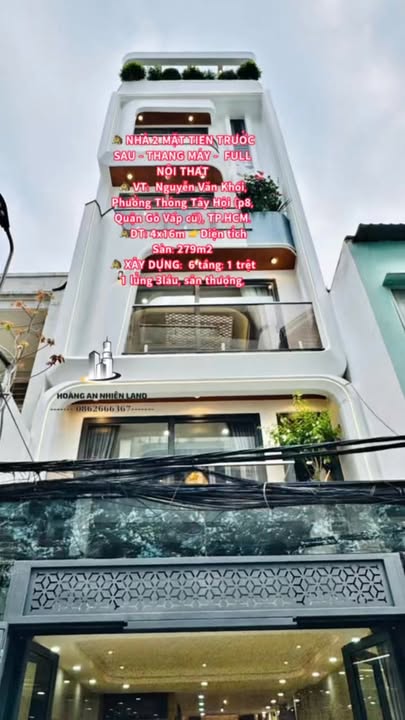 Nhà phố 2 mặt tiền Nguyễn Văn Khối 64m² - Thang máy, full nội thất!