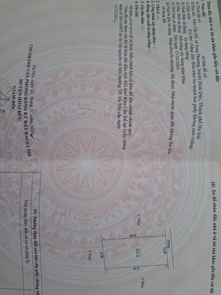 Đất nền 432m² tại Song Phương, Hoài Đức giá tốt - Đầu tư sinh lời ngay!