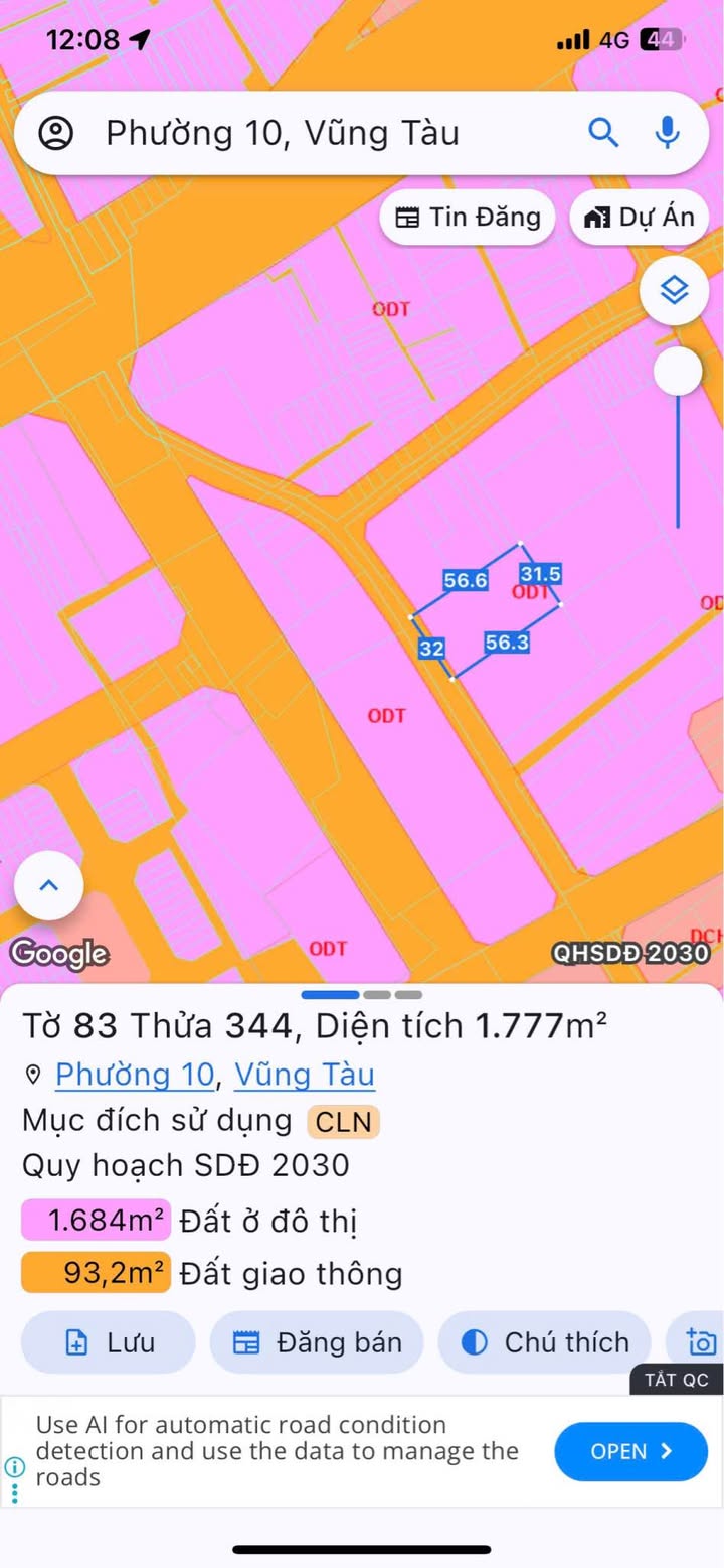 Đất mặt tiền Lưu Chí Hiếu Vũng Tàu 1.777m² - Tiềm năng kinh doanh lớn!