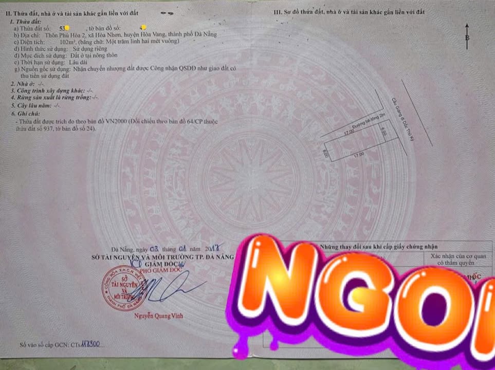 Đất 2 mặt tiền Thăng Long Hòa Vang 102m² giá 2.4 tỷ - Cơ hội đầu tư tuyệt vời!