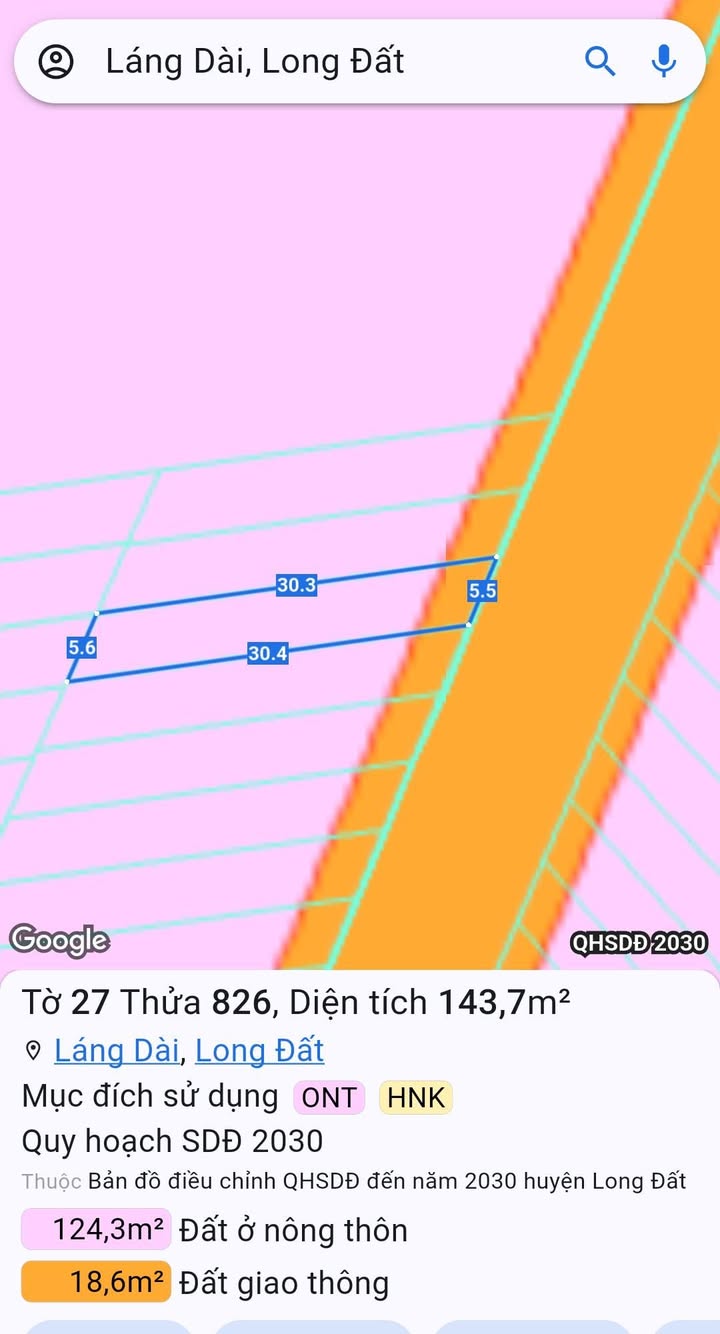 Đất thổ cư Láng Dài, Đất Đỏ 143.7m² chỉ 660 triệu - Cơ hội đầu tư tuyệt vời!