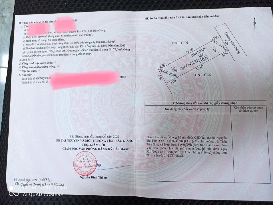 Đất nền Hợp Đức, Tân Yên, Bắc Giang 110m² chỉ 500 triệu - Cơ hội đầu tư tuyệt vời!