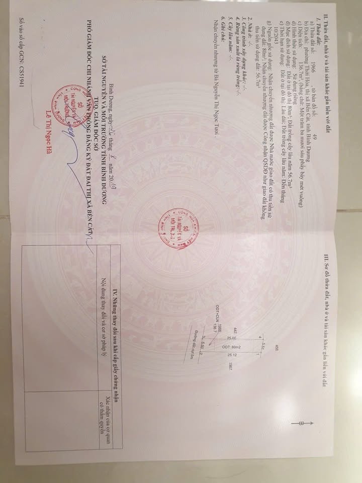 Đất nền Thới Hòa Bến Cát 137m² giá chỉ 1 tỷ - Đường bê tông 4m, dân cư đông đúc