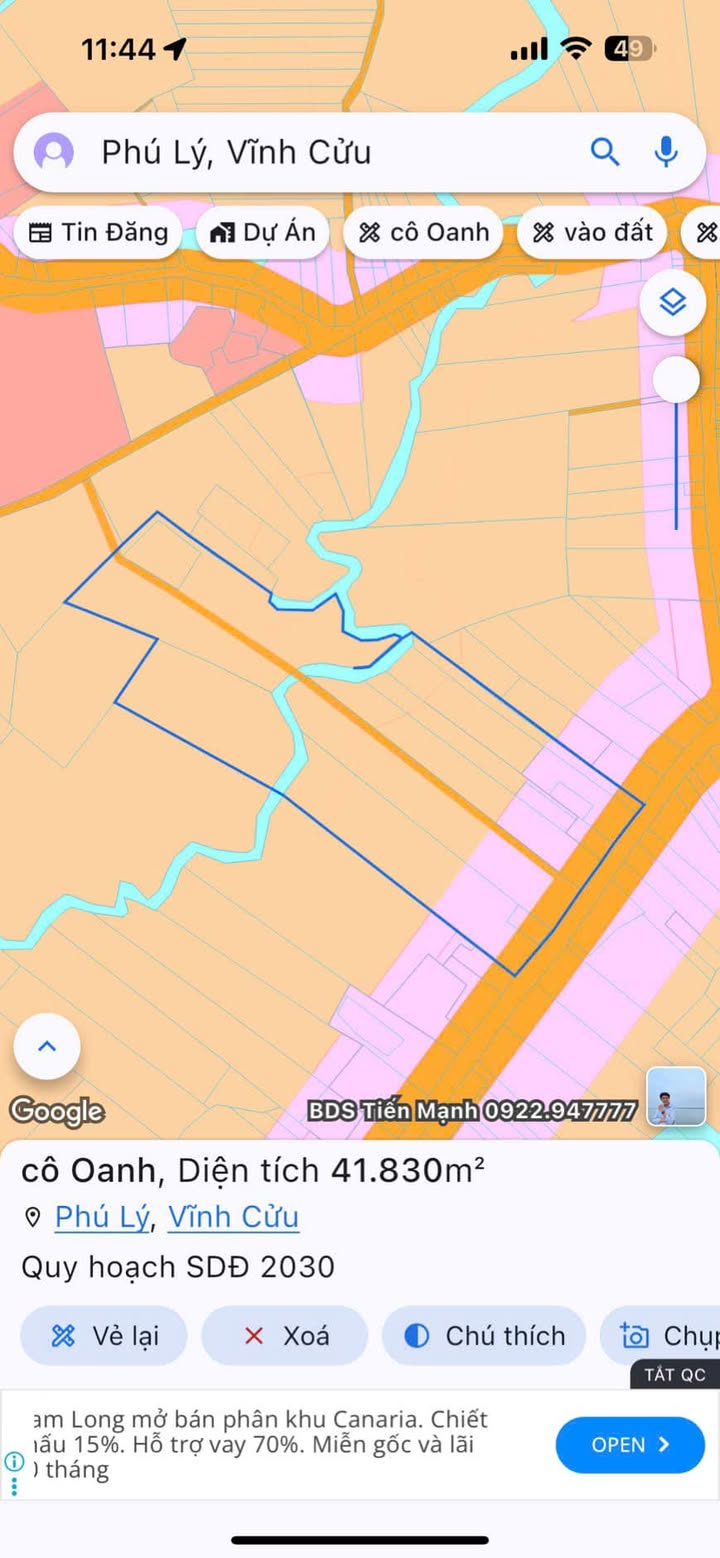 Đất nông nghiệp Phú Lý, Vĩnh Cửu 40.000m² giá 40 tỷ - Đầu tư sinh lời ngay!