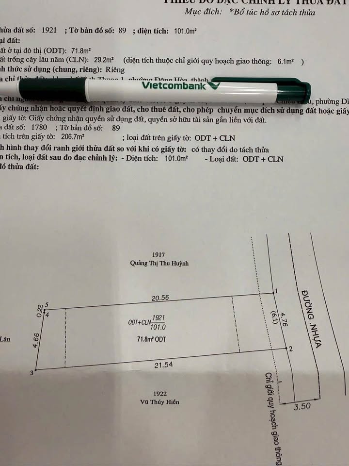 Đất nền sổ riêng tại Phường Đông Hòa, Dĩ An 105m² giá 3.5 tỷ - Tiềm năng đầu tư cao!