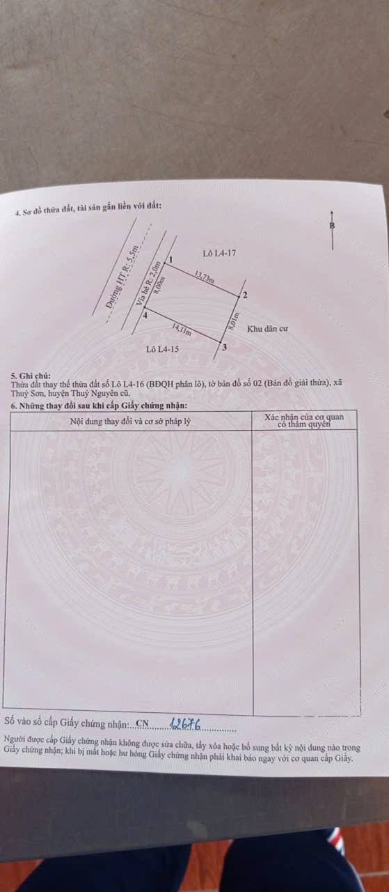 Đất nền Thủy Sơn - Thủy Nguyên 111,3m² giá chỉ 4,5 tỷ - Cơ hội vàng đầu tư!