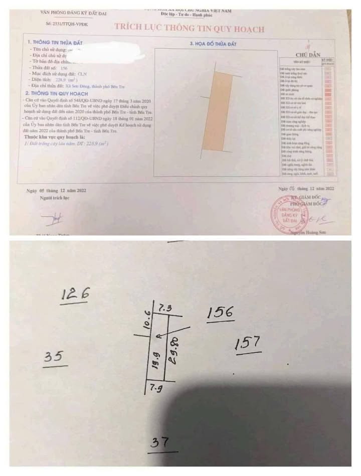 Nhà cấp 4 Sơn Đông Bến Tre 229m² giá 900 triệu - 2 mặt tiền, gần QL60!