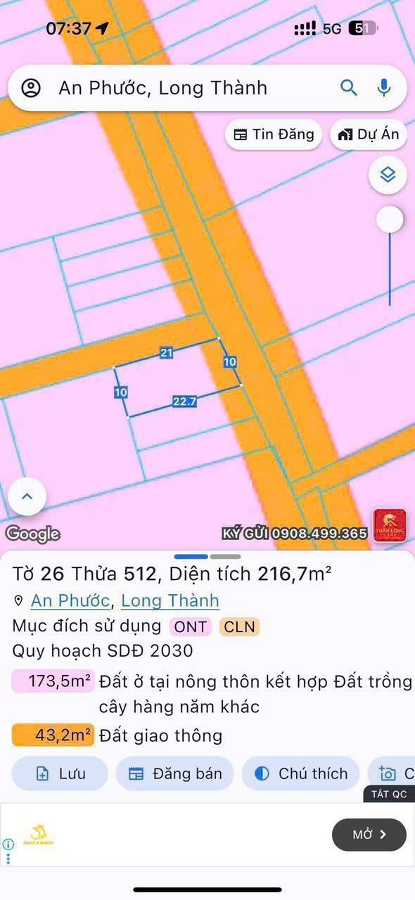 Đất nền 2 mặt tiền Cây Me 210m² giá 2.6 tỷ - Sổ riêng, thổ cư chính chủ!