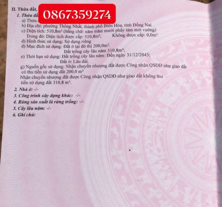 Lô đất Biên Hòa 510m² giá 24.99 tỷ - Sổ đỏ chính chủ, sẵn nhà cấp 4