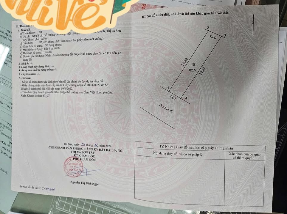 Đất nền 82m² Khu tập thể ĐH Việt Hưng - Giá 2 tỷ - Sổ hồng chính chủ!