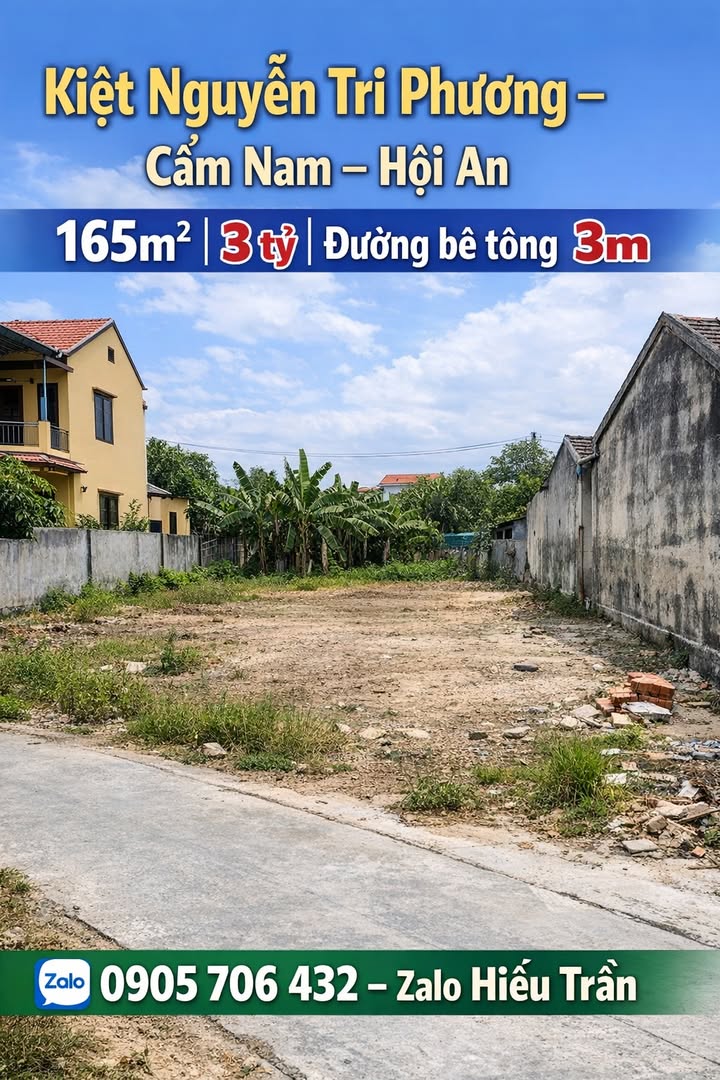 Đất nền Cẩm Nam Hội An 165m² giá 3 tỷ - Đầu tư sinh lời tuyệt vời!