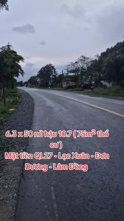 Đất mặt tiền Quốc lộ 27 Lạc Xuân 635m² giá 1.2 tỷ - Cơ hội đầu tư tuyệt vời!