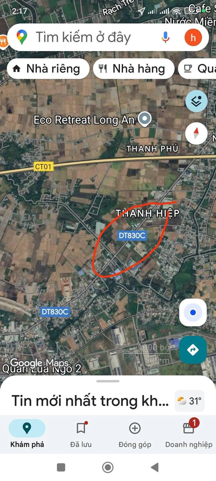 Bán đất nền 1200m² mặt tiền đường tỉnh 830C, xã Thanh Phú - Đầu tư sinh lời tại Bến Lức!