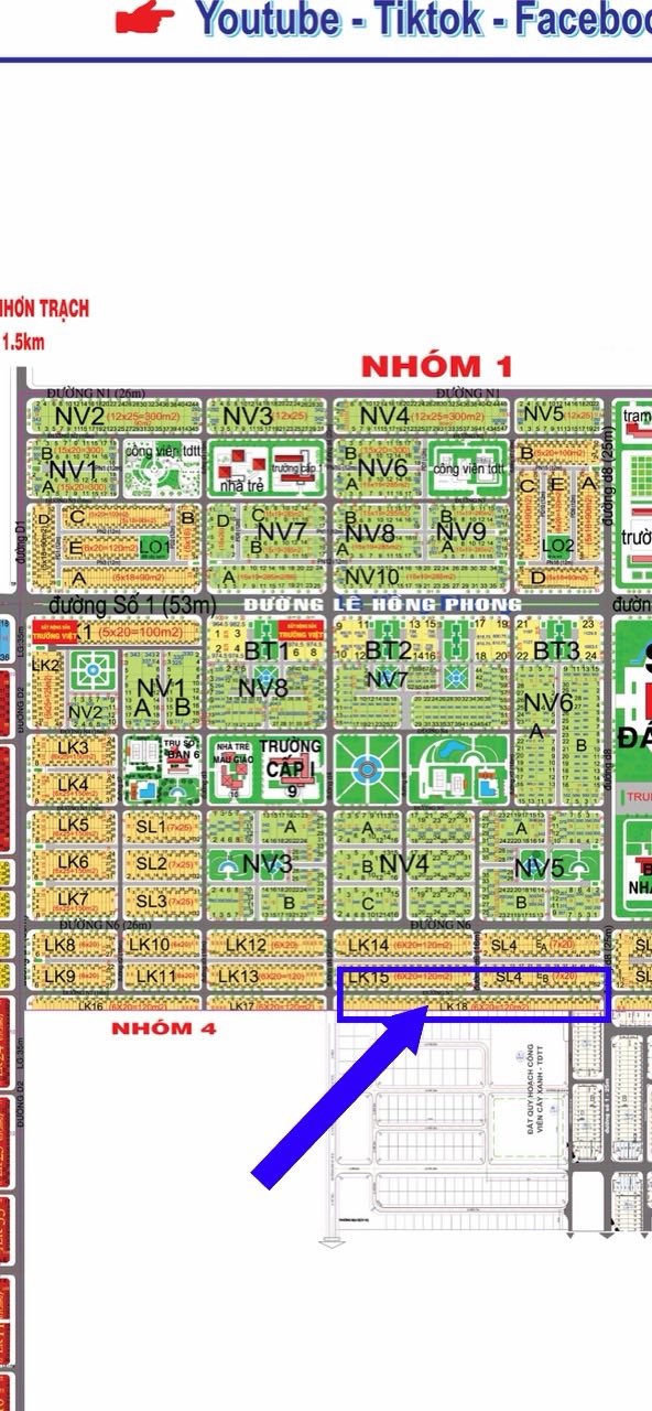 Đất nền HUD Nhơn Trạch 120m² giá thỏa thuận - Đường N7 thông dài đẹp