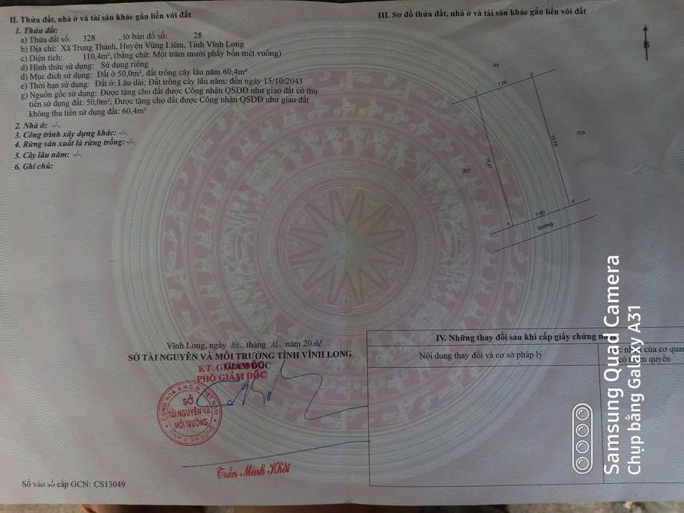 Đất nền mặt tiền đường, ấp Trung Trạch, 110.4m² giá 400 triệu - Cơ hội đầu tư hấp dẫn!