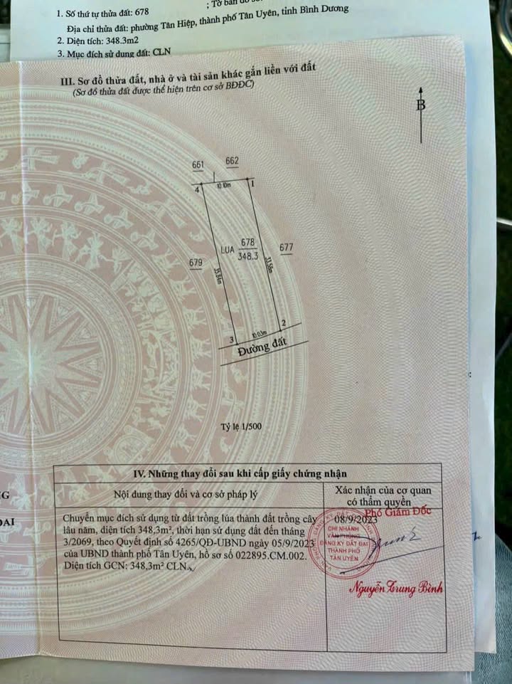 Đất Phường Tân Hiệp - Tân Uyên 350m² giá 1.75 tỷ - Cơ hội đầu tư hấp dẫn!