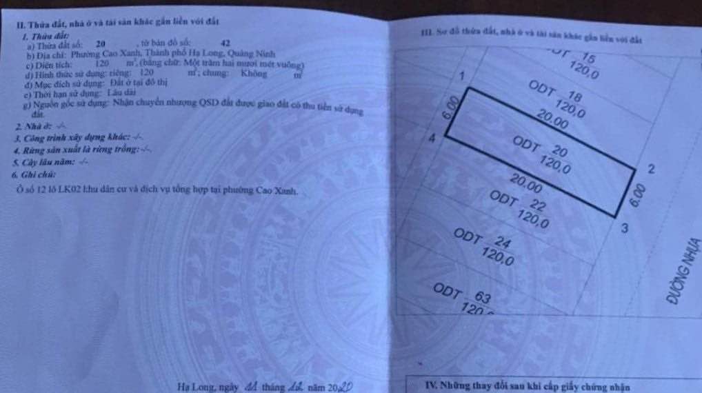 Đất thổ cư Cao Xanh Hạ Long 120m² giá 7.56 tỷ - Mặt tiền 6m, vị trí đắc địa!