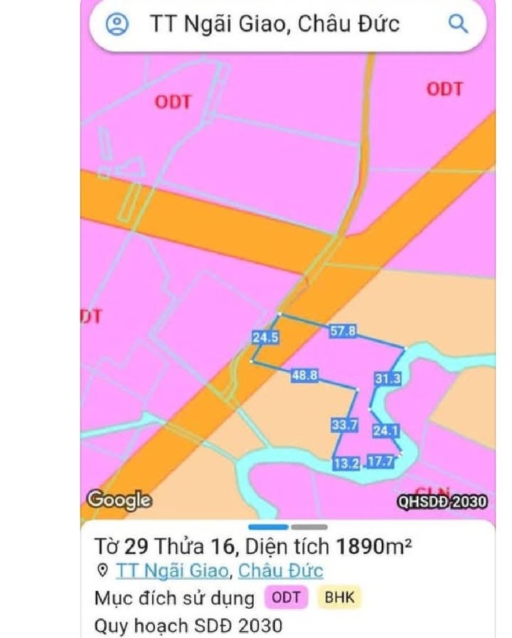 Đất nền ven suối Ngãi Giao Châu Đức 1900m² giá 2.5 tỷ - Cơ hội đầu tư hấp dẫn!