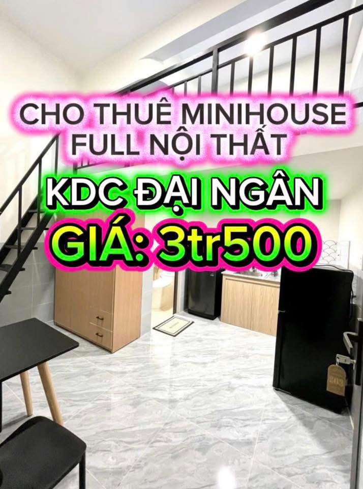 Nhà mini cho thuê tại KDC Đại Ngân, đường Nguyễn Văn Cừ, 3.5 triệu - Full nội thất mới xây!