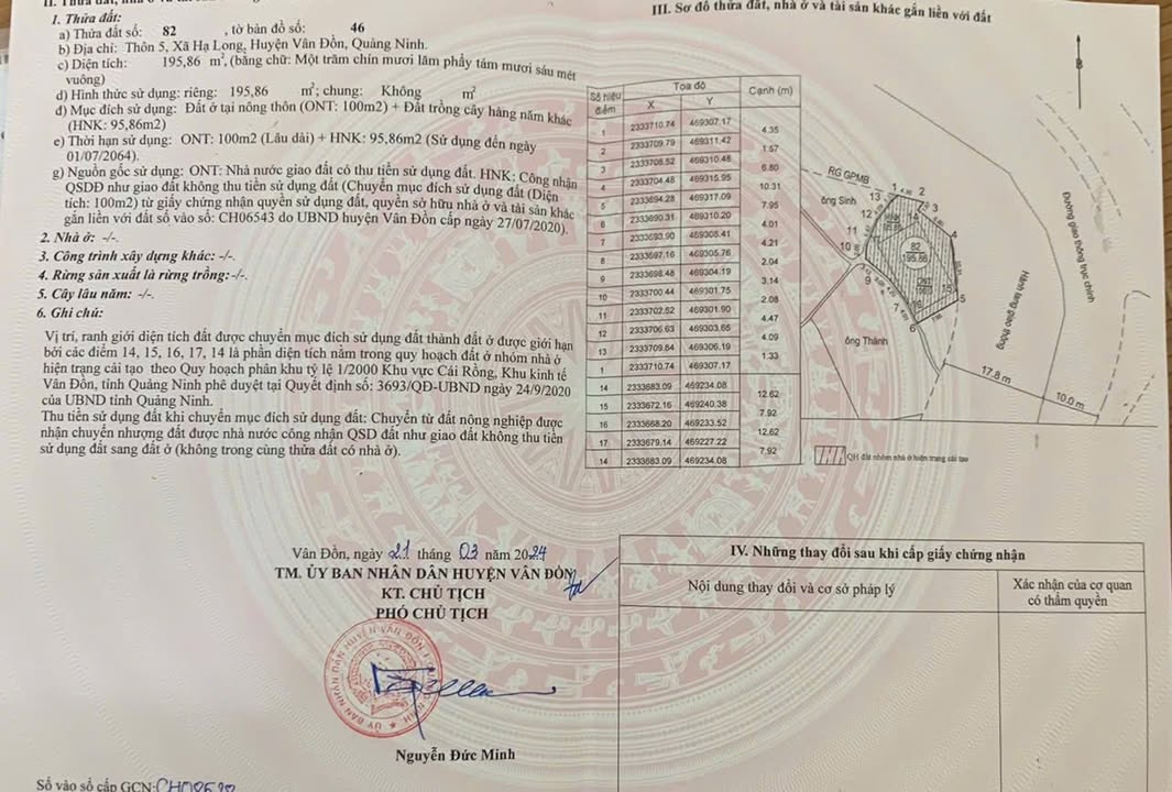 Đất lô góc Vân Đồn 198m² giá 3.96 tỷ - Đối diện sân golf Monbay!