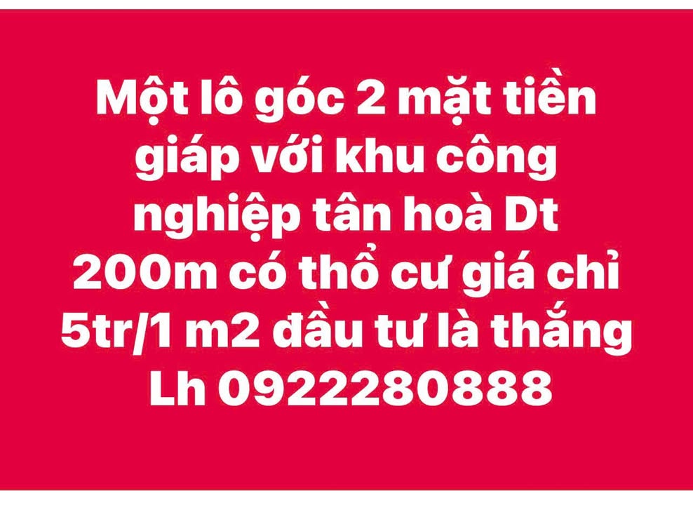 Đất nền Tân Hòa, Phú Bình 200m² giá 1 tỷ - Đầu tư sinh lời ngay!