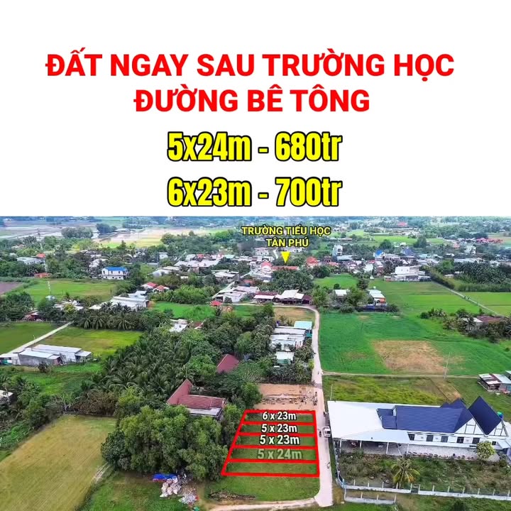 Đất nền liền kề Tân Phú, Đức Hòa - 138m² chỉ 690 triệu - Vị trí đẹp, gần trường học!