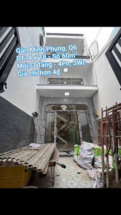 Nhà 3 tầng Quận 6 giá 4.8 tỷ - Sát mặt tiền Minh Phụng, chính chủ!