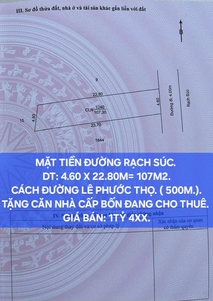Đất nền mặt tiền đường Nguyễn Thị Tạo, Bình Thủy, Cần Thơ 107m² - Sổ đỏ chính chủ, ô tô vào tận nơi!