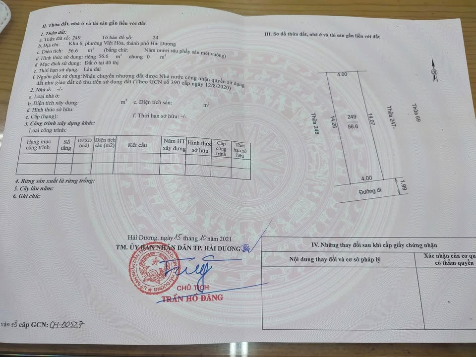 Đất nền Việt Hoà Hải Dương 56.6m² giá 900 triệu - Cơ hội đầu tư tuyệt vời!