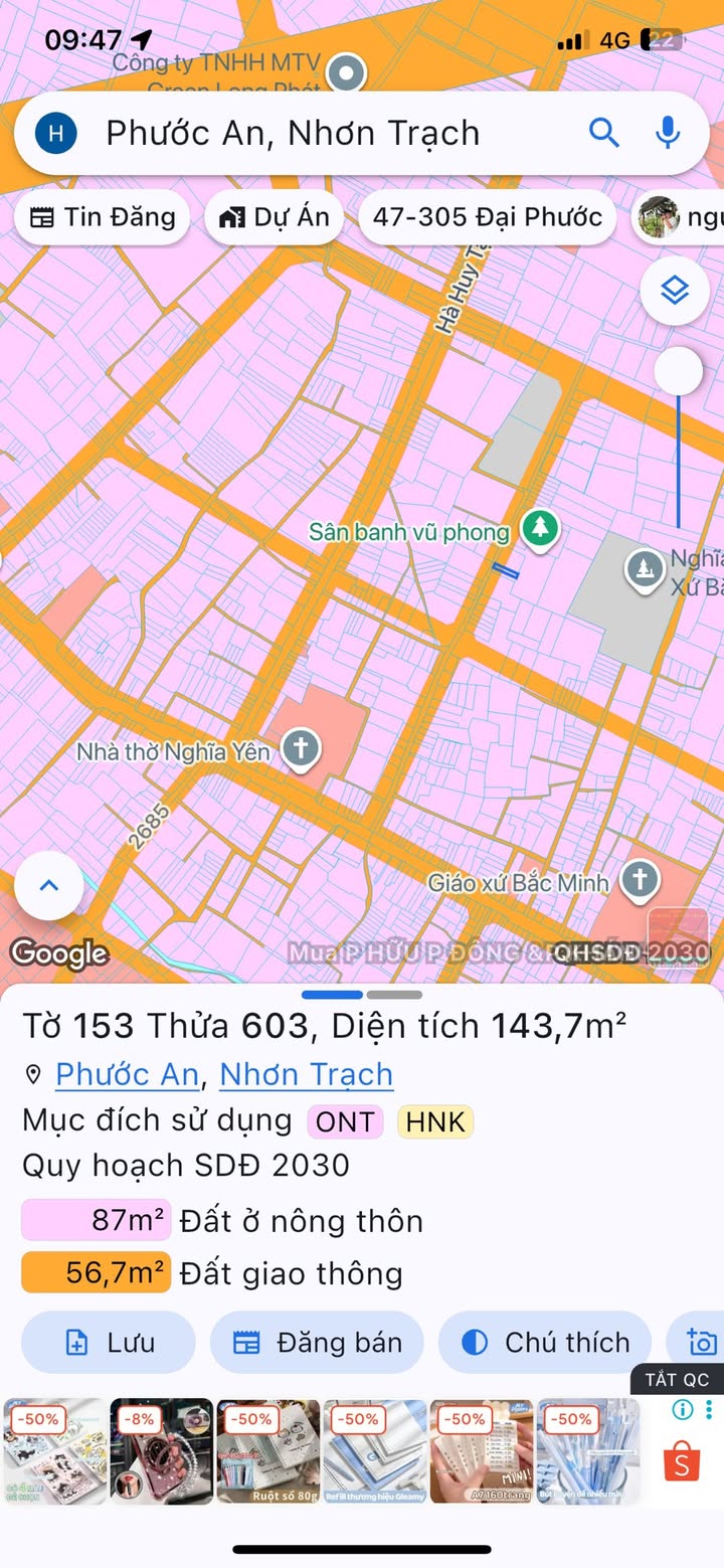 Đất nền xã Phước An, Nhơn Trạch 144m² giá chỉ 2 tỷ - Cơ hội đầu tư hấp dẫn!