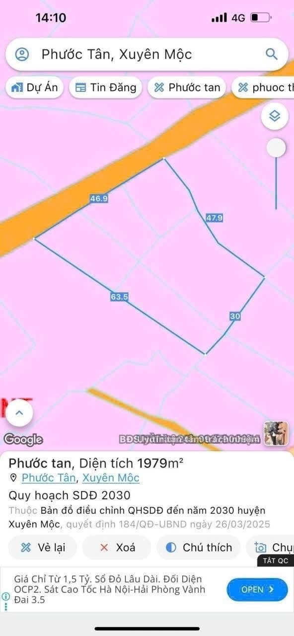 Đất Phước Tân, Xuyên Mộc, Bà Rịa - Vũng Tàu 1979m² - Tiềm năng đầu tư vượt trội!