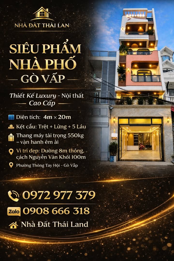 Nhà phố cao cấp Gò Vấp 80m² giá thỏa thuận - Thiết kế Luxury, đầy đủ nội thất!