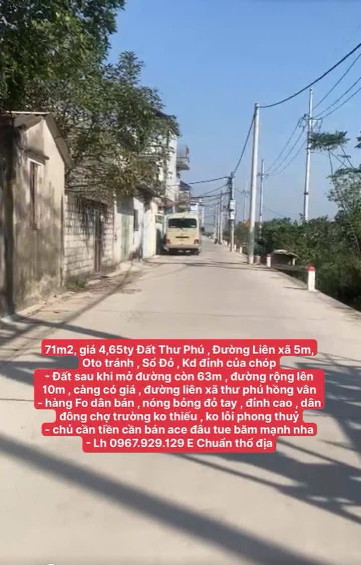 Đất Thư Phú, Thường Tín 71m² giá 4.65 tỷ - Cơ hội đầu tư tuyệt vời!