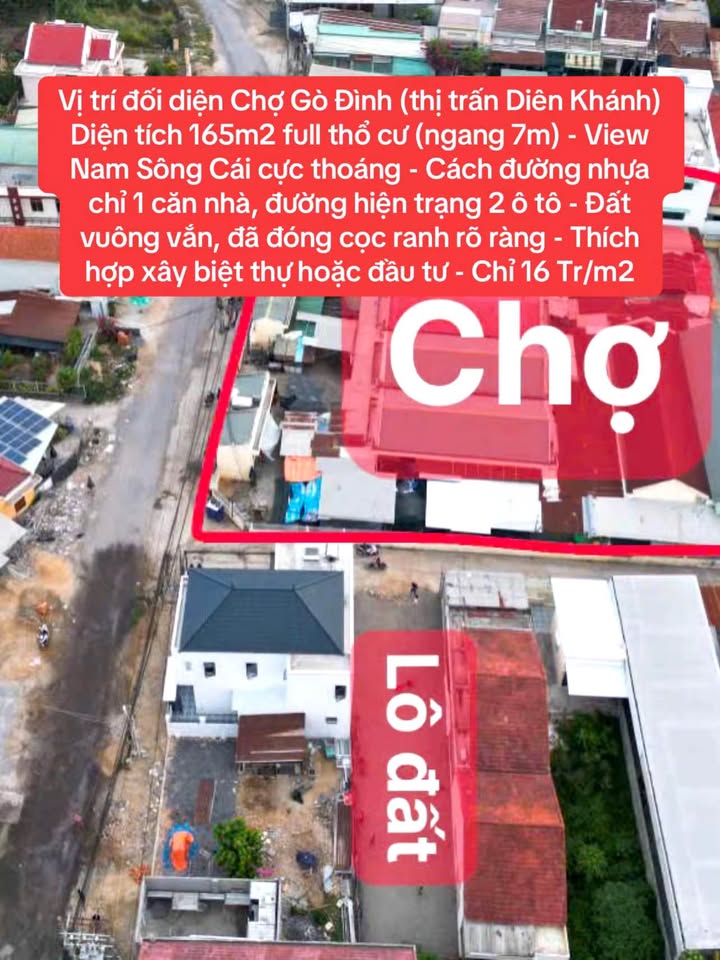 Đất nền Diên Khánh 165m² giá 2.64 tỷ - Kinh doanh sầm uất gần chợ!