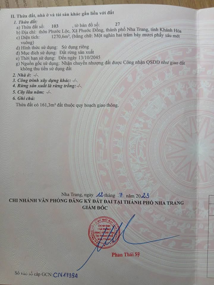 Đất nền Phước Đồng Nha Trang 1.270m² giá 5 tỷ - Sổ hồng chính chủ!