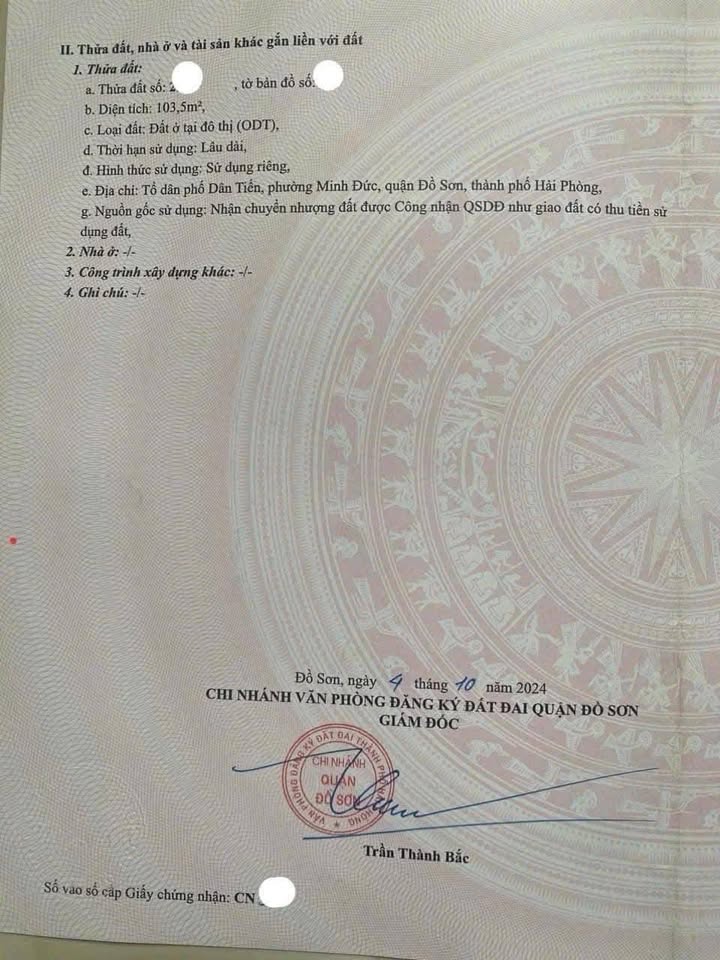 Đất nền mặt đường Dân Tiến, Nam Đồ Sơn 103.5m² giá 1.8 tỷ - Cơ hội đầu tư tuyệt vời!