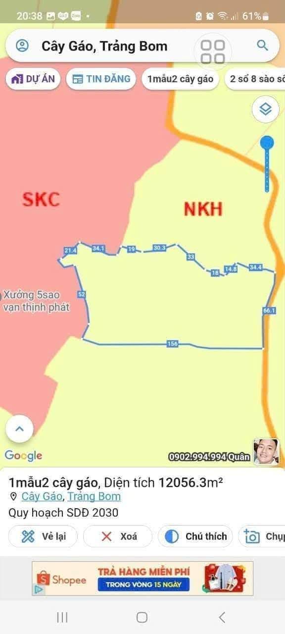 Đất Farm Cây Gáo Trảng Bom 12.660m² - Đất đẹp, gần suối, cho thuê 60 triệu/tháng