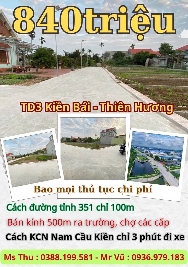 Đất nền dự án Thiên Hương, Thủy Nguyên 55m² giá 800 triệu - Cơ hội đầu tư vàng!